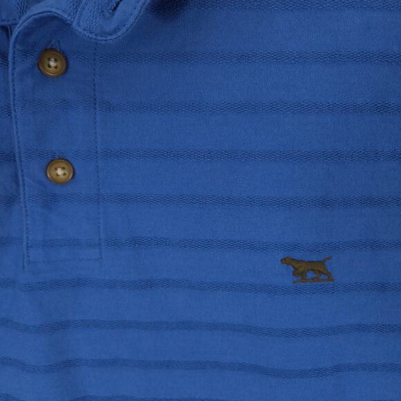 Rodd & Gunn Polo Mens XL Blue Textured Stripe Cotton Logo Short Sleeve Shirt - Picture 3 of 9